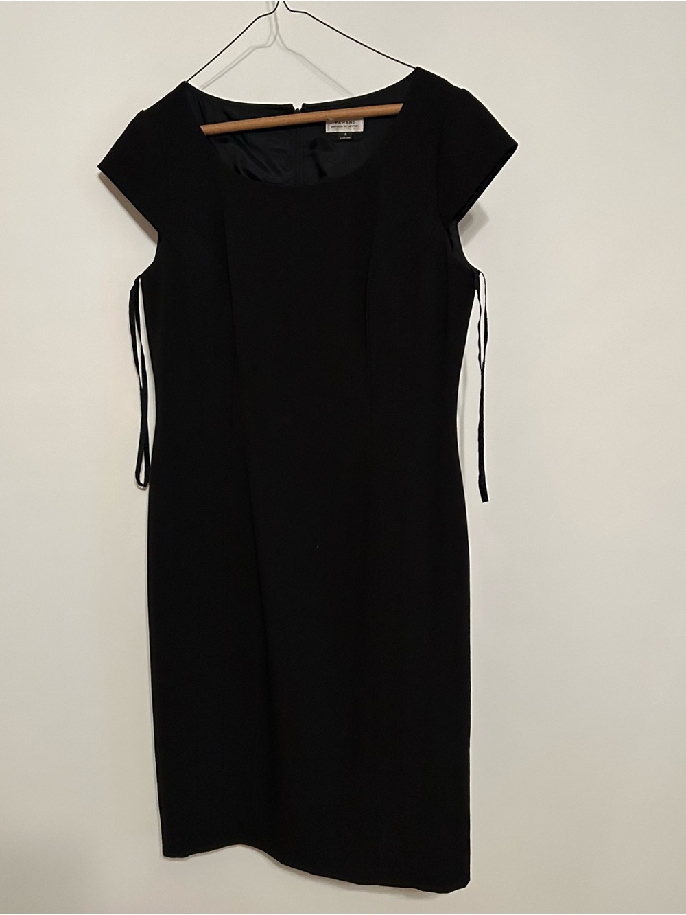 Black Cap-Sleeve Midi Dress with Side Ties